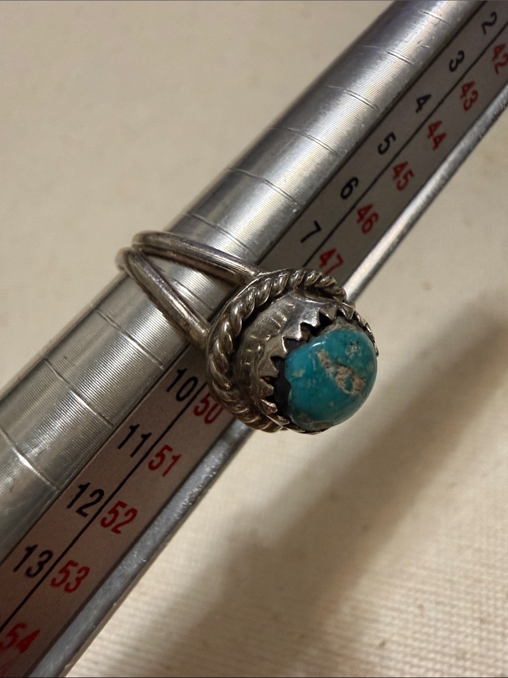 Native Sterling Turquoise Cocktail Ring size 5 - Picture 5 of 9